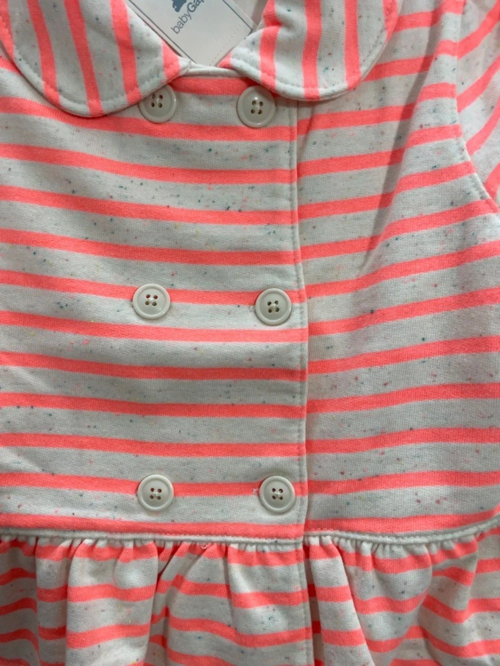 SALE! NWT GAP Baby Ivory and Neon Coral Striped Peplum Jacket Size 18-24 Mo